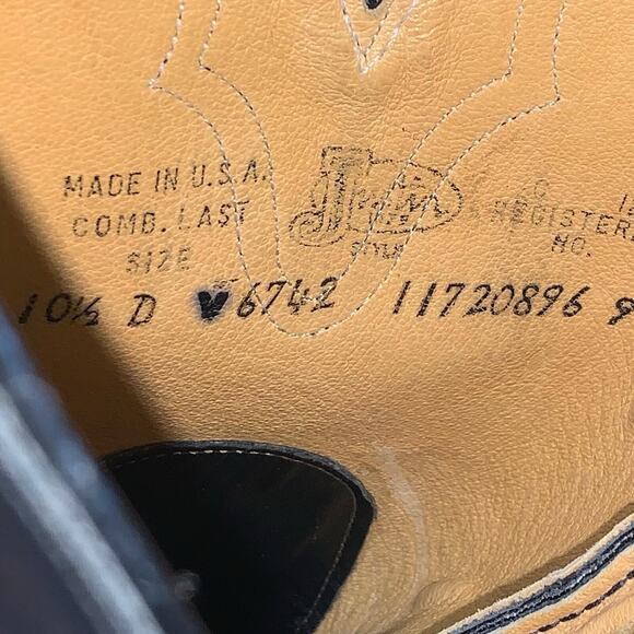Justin Boots Men 10.5 D Black Fort Worth Texas Embroidery Leather Western Cowboy main image 5